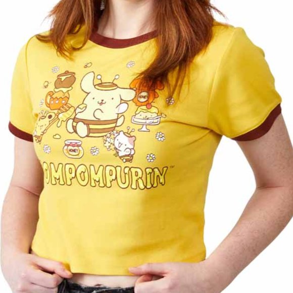 NEW Bioworld - Sanrio Pompompurin Honey Bee Ringer Tee - Picture 2 of 2